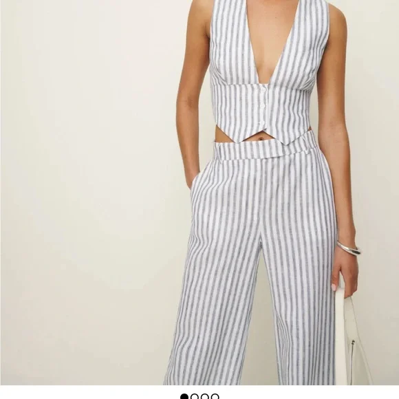 Reformation Blue and White Striped Sofia Vest - Picture 6 of 6